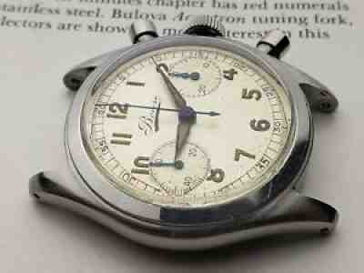 Vintage WW2 Stainless steel Bovet Chronograph V23 reference 1311 Very Rare.