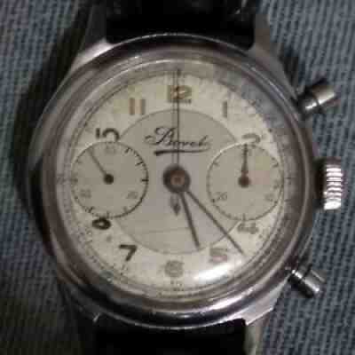 Vintage 38mm BOVET SS SPILLMAN CASE MONO RATTRAPANTE CHRONOGRAPH !RUNNING GOOD!