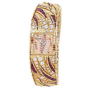 Piaget Dancer Vintage Yellow Gold Quartz Diamonds Rubies Ladies Watch 81313 V 53
