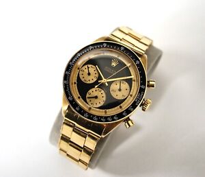 ROLEX VINTAGE CHRONOGRAPH DAYTONA REF 6241 18K GOLD PAUL NEWMAN DIAL IN BLACK !!