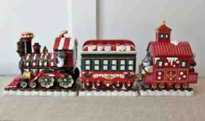 WATERFORD Holiday Heirlooms Christmas Candy Jar Train Tabletop Decor Centerpiece