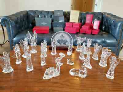 Waterford Crystal Nativity Set 24 pc Boxes Camel Donkey Sheep Angels Shepherds +