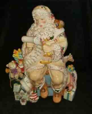 Waterford Holiday Heirlooms Georgian Santa Cookie Jar Checking His List #130879