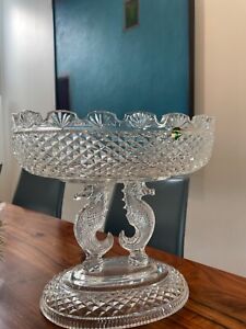 Waterford Crystal  Bowl Never Used in Box, 12.5” High 13”x9” Oval, 2 Seahorse