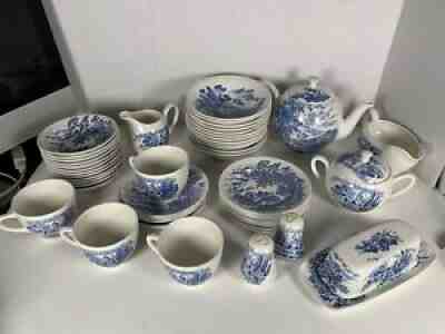 Countryside Wedgwood Blue by Enoch Wedgwood England lot of 52 pieces