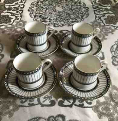 Wedgwood Bone China Colonnade Espresso Set 4 Cup & Saucers Grandmillennial Style