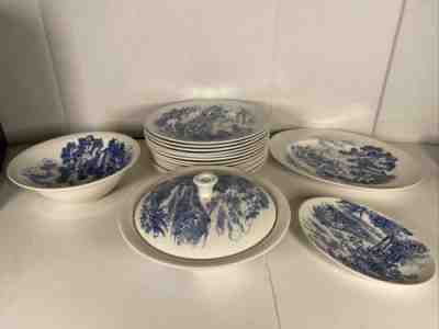 Countryside Wedgwood Blue by Enoch Wedgwood England lot of 18 pieces