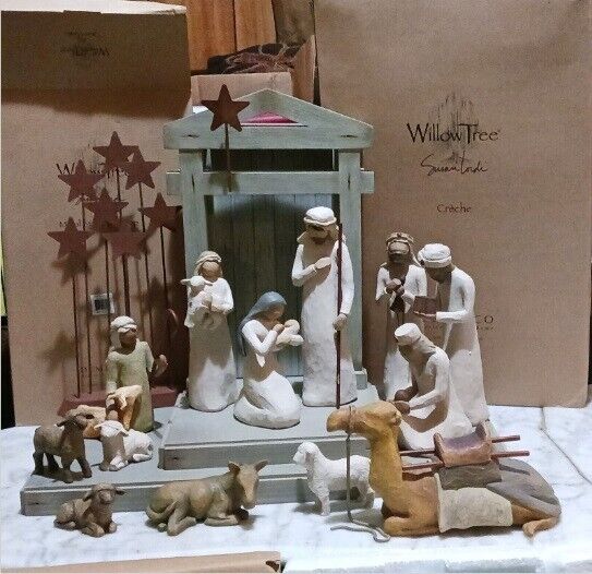 Willow Tree 15 Piece Nativity & Stable Animals Set