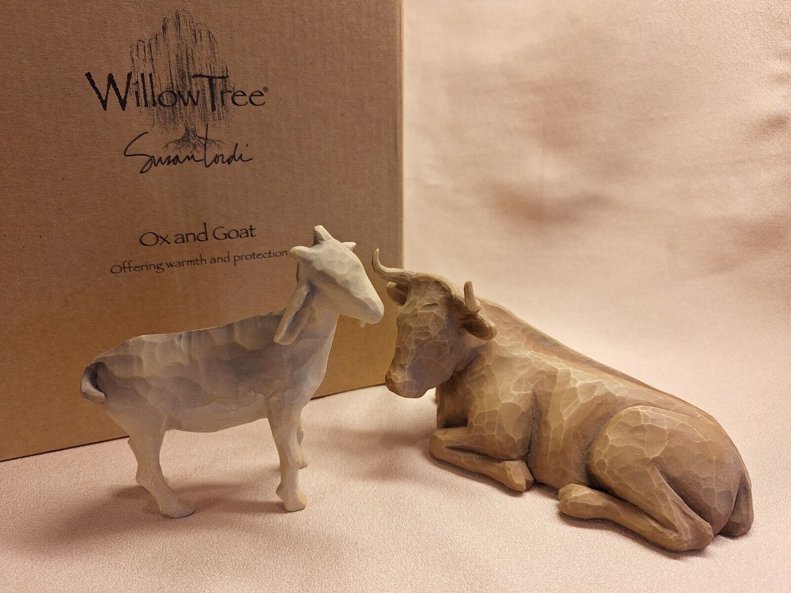 Willow Tree Nativity Figurine - Ox and Goat with Box