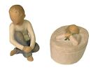Two Willow Tree Collectables "Remembrance" Trinket Box / "Caring Child" Figurine