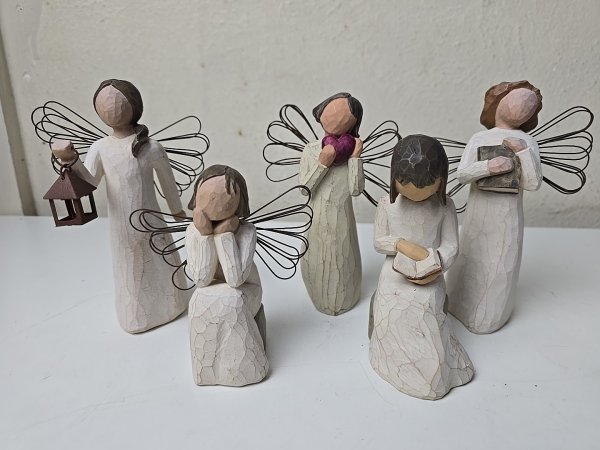Lot of 5 Willow Tree 5" Figurines Wisdom, Angels - Learning, Hope, Caring, Heart