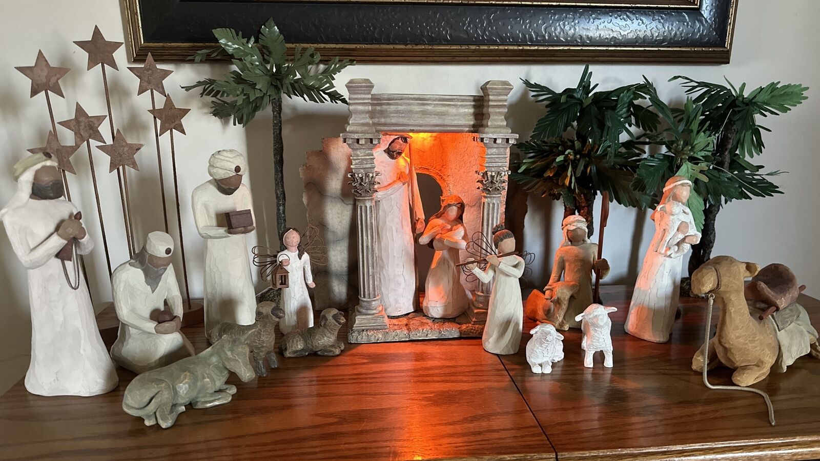 Authentic Willow Tree nativity set 22 piece, crèche, Figures,metal stars & More.