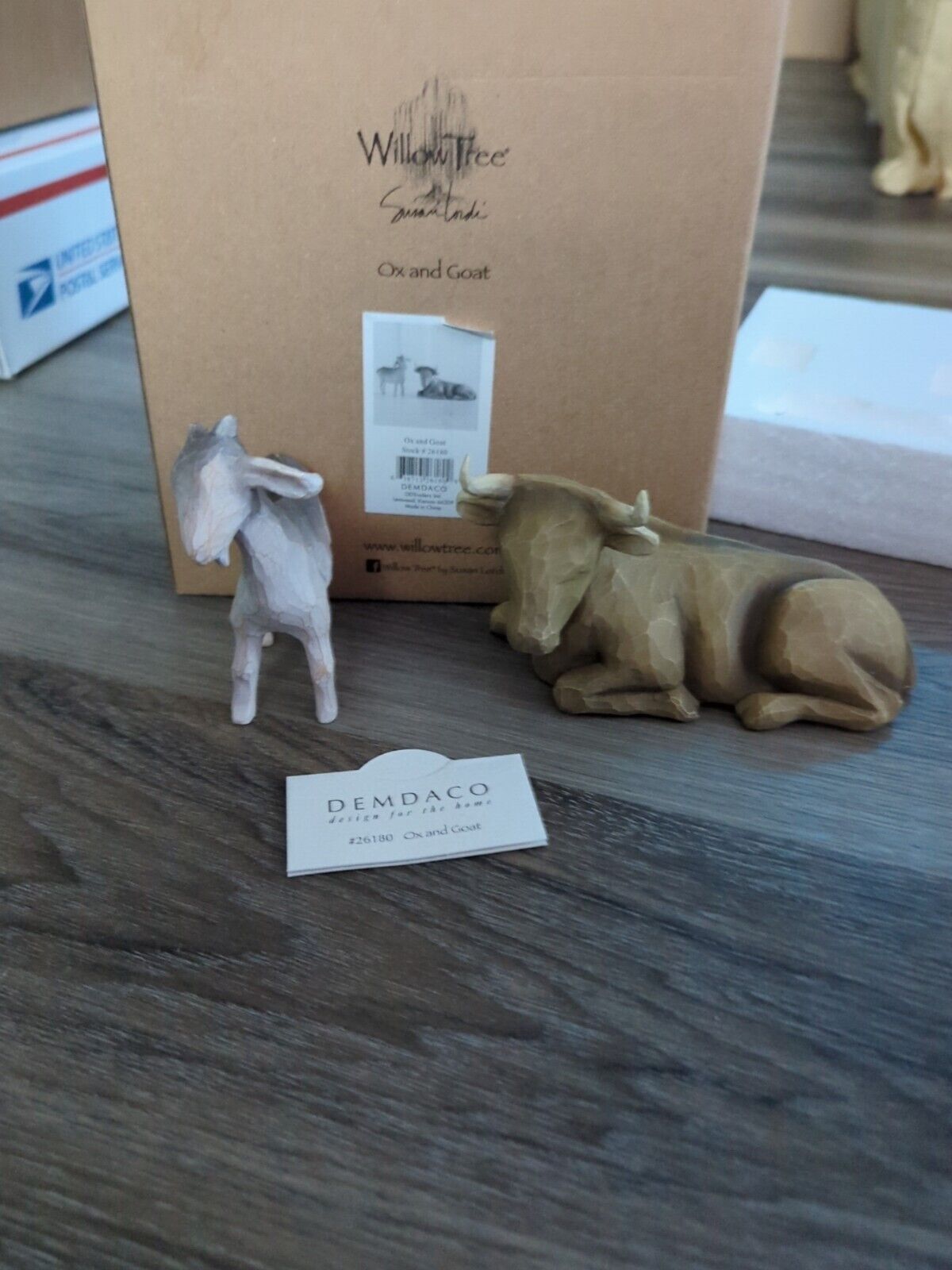 Willow Tree Ox and Goat, Sculpted Hand-Painted Nativity Figures, Natural
