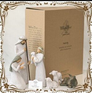 Willow Tree Figurine Nativity Set 6 Piece Bethlehem Christmas Scene Animals NEW