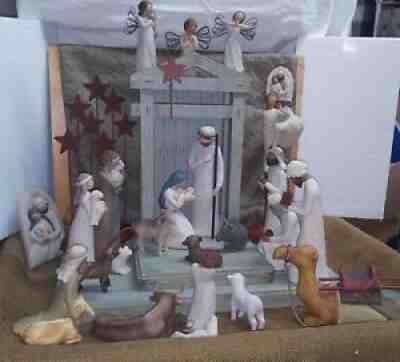 27 pc WILLOW TREE NATIVITY SET Includes CRECHE*HOLY FAMILY*3 WISEMEN SHEPHERDS
