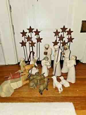 Demdaco Willow Tree Nativity 15 Piece Set By: Susan Lordi W Boxes Stars Wise Men