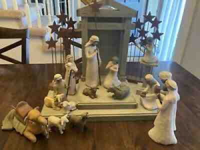 WILLOW TREE NATIVITY SET~CRECHE~HOLY FAMILY WISEMEN ANIMALS STARS CHRISTMAS
