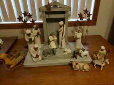 Willow Tree, Susan Lordi 21 pc Xmas Nativity Set: Holy Family Wise Men w/ Creche