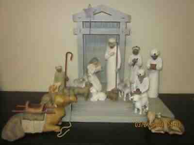 WILLOW TREE 18pc NATIVITY Set with Creche - Wise Men Shepherd Camel Nativity