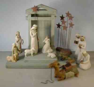 WILLOW TREE Nativity Figures 14 pcs. Set Creche Three Wisemen Animals Stars
