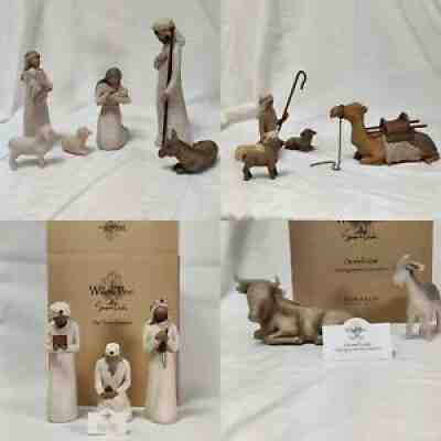 Willow Tree Nativity, Three Wisemen, Shepherd And Stable Animals Lot
