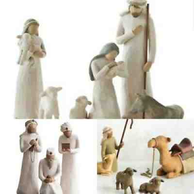 Willow Tree Nativity, Three Wisemen, Shepherd And Stable Animals Lot