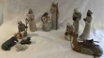 Willow Tree Nativity Set, Three Wisemen, Shepard Animals, Camel, 11 Pieces