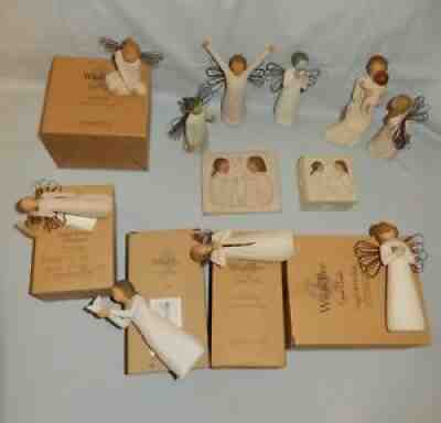 Total 12 pc Lot Willow Tree Figures 10, 5 w/ boxes 1 Plaque, 1 Box, All VG