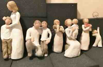 Set of 6 WILLOW TREE: Mother-Son, Father-Son. Grandma-Baby, 2 Angels, Boy-hope