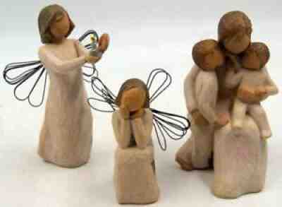 Willow Tree Figurines Collection Lot Of 3: Quietly, Angel of Caring & Angel Of
