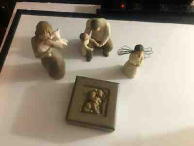 LOT of (4) Willow Tree Figures Angel of Warmth Grandfather Peace on Earth Hug