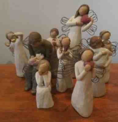 Lot of 9 Willow Tree Angel Figurines & gift box Caring, Heart, Embrace, Learning