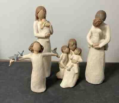 Willow Tree Figurines Lot Of 4 Quietly Angel Of Mine Happiness Tenderness
