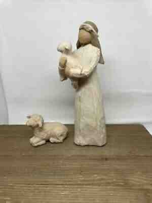WILLOW TREE ~ SHEPHERD AND LAYING SHEEP ~ FROM DEMDACO ~ NO BOX ~ VGUC (F)