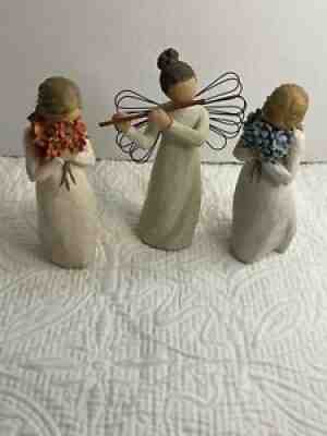 Lot 3 Willow Tree Angel Of Surrounded By Love , Forget Me Not, Angel Of Harmony