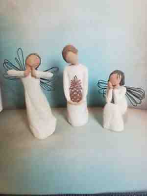 Willow Tree Angel of Caring, Angel of the Hapiness & Gracious figurines Set of 3