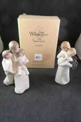 2 WILLOW TREE Figurines 'Quietly' & 'Angel's Embrace' by Susan Lordi