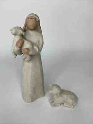 WILLOW TREE ~ SHEPHERD AND LAYING SHEEP ~ FROM DEMDACO ~ NO BOX ~ VGUC (F)