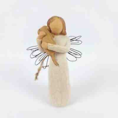 Willow Tree Angel of Friendship Figurine Hugging Puppy 4" Tall Susan Lordi 1999