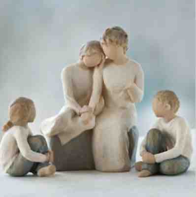 Willow Tree Set Grandmother & Three Grandchildren Figurines