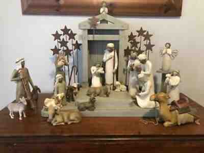 WILLOW TREE 22pc NATIVITY Set with Creche - DEMDACO Susan Lordi- HUGE SET!!
