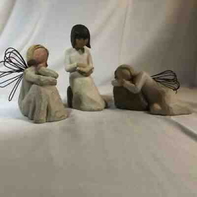 Lot of 3 Willow Tree Figures â??Angel Of Patience" "Dreaming Angel" & "Wisdomâ?