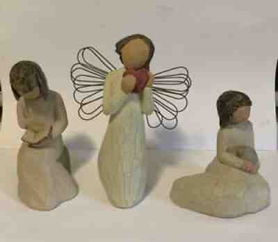 Willow Tree Figurines Lot Of 3 Angel Of Protection, Heart And Wisdom Nice
