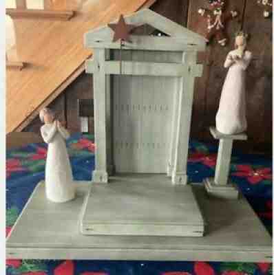 Willow Tree Nativity creche with angel stand Angel of Christmas Spirit and Joy