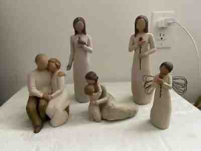 Lot of 5 WILLOW TREE Figurines Peace Love Anniversary Child's Touch Loving Angel