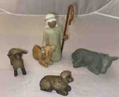 Willow Tree Shepherd & Stable Animals - Christmas Nativity 4 pc CrÃ¨che sheep LOT