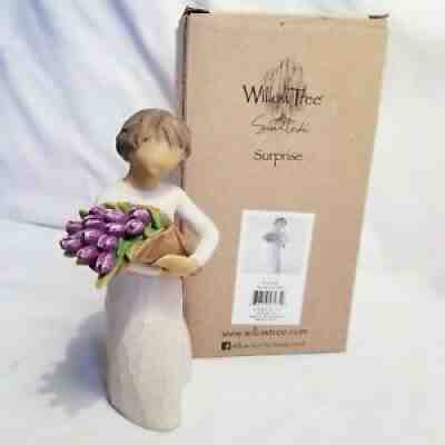 willow tree figurine surprise by susan lordi demdaco girl with purple tulips NIB