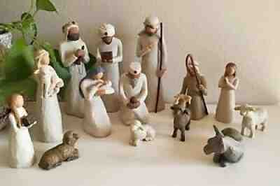 Willow Tree Nativity Set 14 w/ Angel & Praying Girl & W/o Cache, Stars, Ox