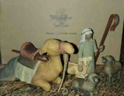 Willow Tree Shepherd and Stable Animals Nativity Figurine Set 26105 EUC