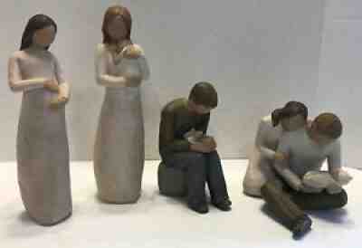 Lot of 4 - Willow Tree Figurine Pregnant Mother Mom Father Dad New Baby Family